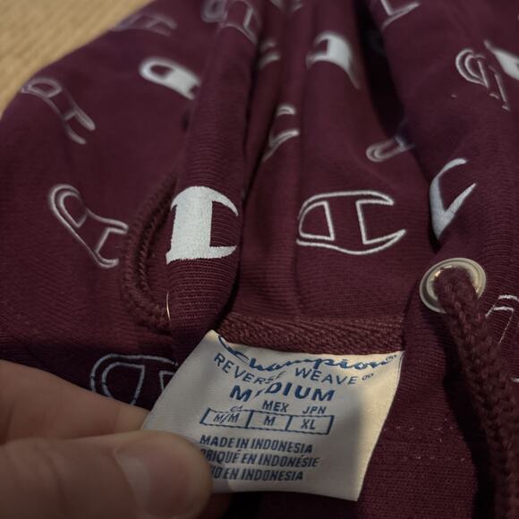 Champion Reverse Weave Hoodie Sweatshirt Men Med Logo Long Sleeve Pocket Thick - Picture 9 of 12